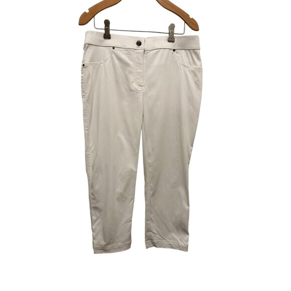 Chicos Women's Capri Pants Size 0 White Stretch Cotton Blend Slim Fit Casual - Picture 1 of 5
